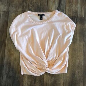 Forever 21 Small Pink Tie Sweater Short Sleeve Top